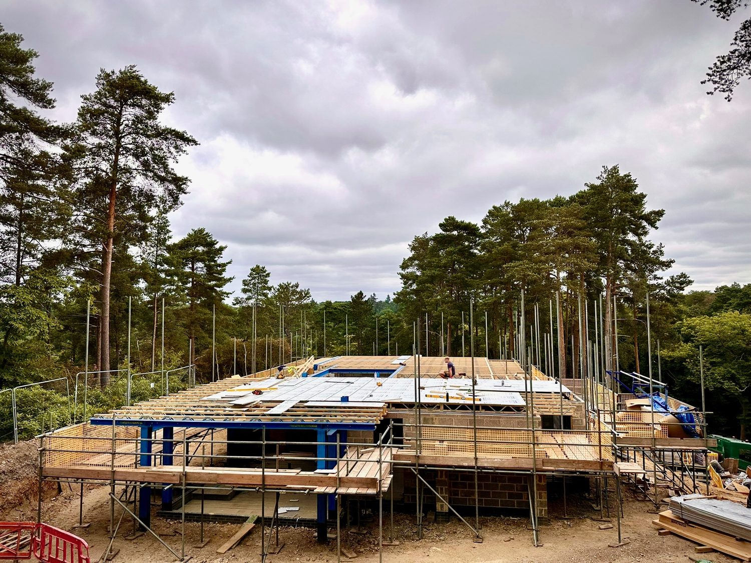 New build taking shape on a wooded plot