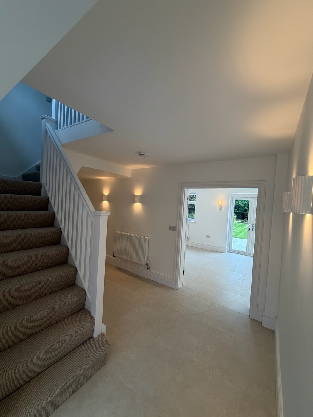 Staircase and entrance hall of a newly completed home